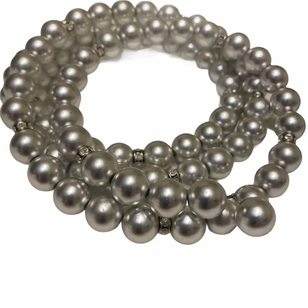 Vintage Silver Ball And Rhinestone Wrap Set - Picture 2 of 12